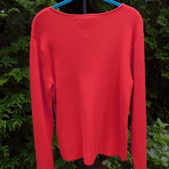 Liz Claiborne Stretchy Rib-Knit  Cotton V-Neck Sweater  NWT - Picture 3 of 3
